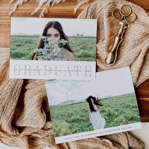Spure Stripe Twee foto-Afstuderen Aankondiging