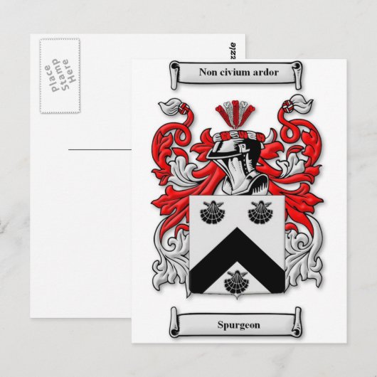 Spurgeon Coat of Arms Briefkaart (Voorkant / Achterkant)