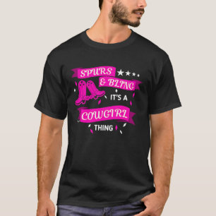 Spurs en Bling zijn een koeweit die Rodeo Riding W T-shirt