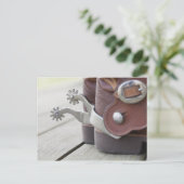 Spurs op cowboylaarzen briefkaart (Staand voorkant)