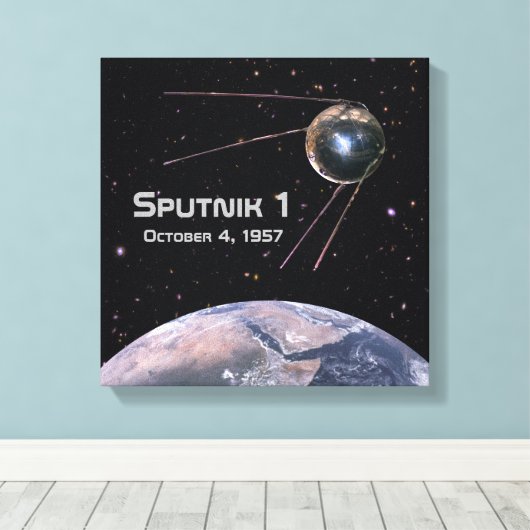Sputnik 1 Earth Satellite Canvas Afdruk (Insitu (Houten vloer))