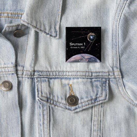 Sputnik 1 Earth Satellite Vierkante Button 5,1 Cm (In situ)