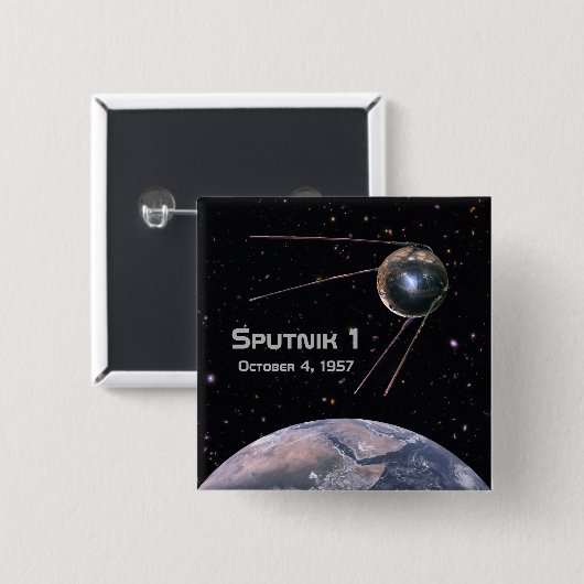 Sputnik 1 Earth Satellite Vierkante Button 5,1 Cm (Voorkant /achterkant)