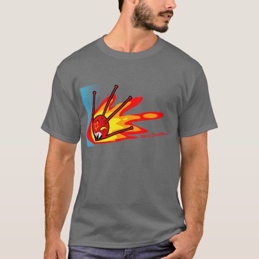 sputnik in brand  t-shirt (Voorkant)