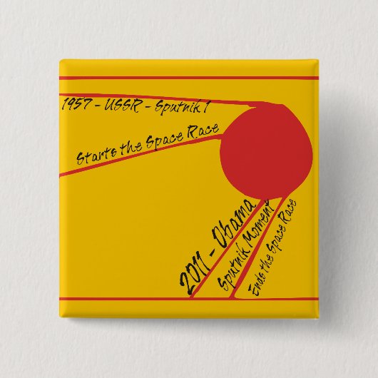 Sputnik Moment Vierkante Button 5,1 Cm (Voorkant)