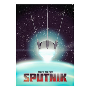 Sputnik "race naar de sterren" foto afdruk