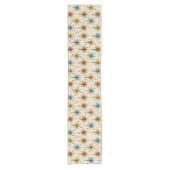 Sputnik Starburst Flowers Retro Korte Tafelloper (Voorkant)