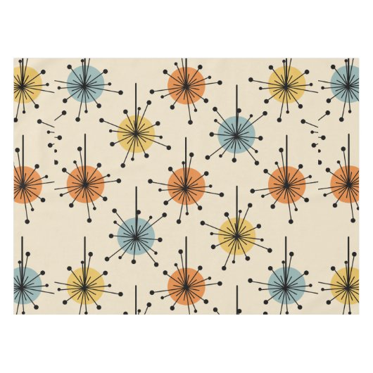 Sputnik Starburst Flowers Retro Tafelkleed (Voorkant (Horizontaal))