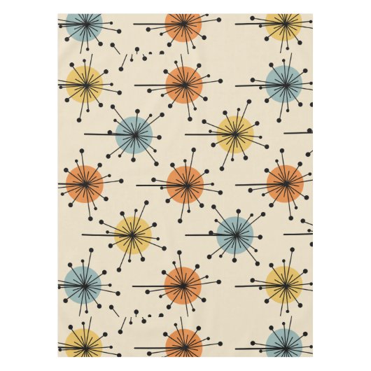 Sputnik Starburst Flowers Retro Tafelkleed (Voorkant)