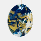 SPW Glanzende Indigo Blauw en Goud Keramisch Ornament (Rechts)