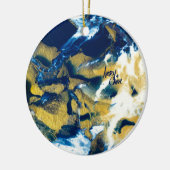 SPW Glanzende Indigo Blauw en Goud Keramisch Ornament (Links)