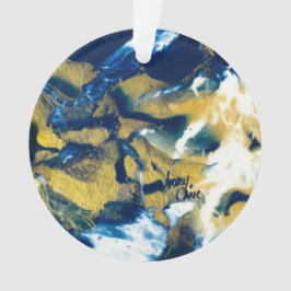 SPW Glanzende Indigo Blauw en Goud Ornament