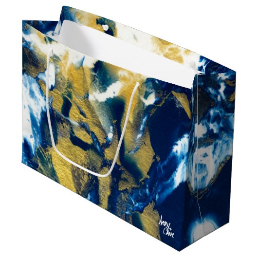 SPW Glanzende Indigo Groot Cadeauzakje (Voorkant Gekanteld)