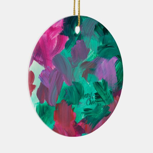 SPW Touch of Jewel Tones groen en roze Keramisch Ornament (Rechts)