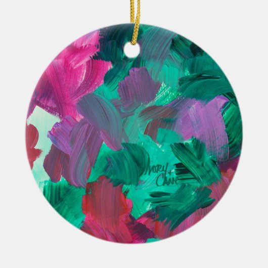 SPW Touch of Jewel Tones groen en roze Keramisch Ornament (Voorkant)