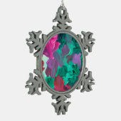 SPW Touch of Jewel Tones groen en roze Tin Sneeuwvlok Ornament (Links)