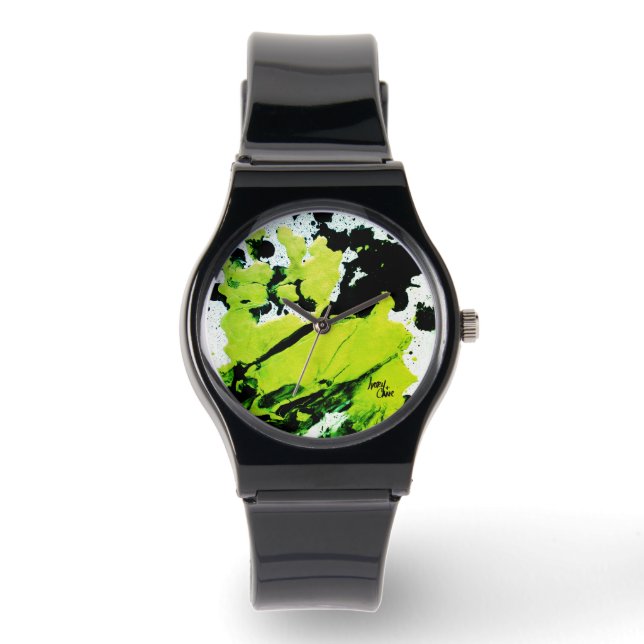 SPWW Keylime n' Slime Groen & Zwart Abstract Horloge (Voorkant)