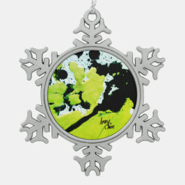 SPWW Keylime n' Slime Groen & Zwart Abstract Tin Sneeuwvlok Ornament