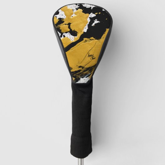 SPWW ontstoken Soul Black & Gold Abstract Golfheadcover (Voorkant)