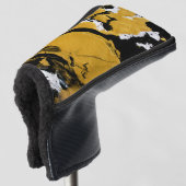 SPWW ontstoken Soul Black & Gold Abstract Golfheadcover (3/4 voorkant)