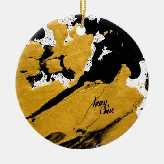 SPWW ontstoken Soul Black & Gold Abstract Keramisch Ornament (Voorkant)
