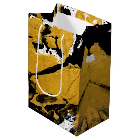 SPWW ontstoken Soul Black & Gold Abstract Medium Cadeauzakje (Voorkant Gekanteld)