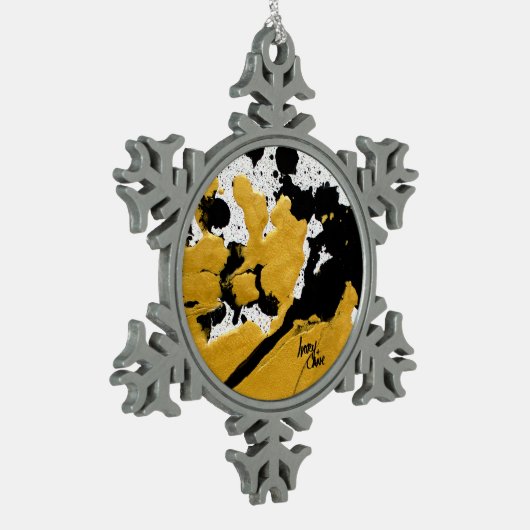 SPWW ontstoken Soul Black & Gold Abstract Tin Sneeuwvlok Ornament (Links)