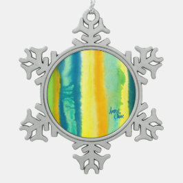 SPWW Tangoed Tiers Blauwgroen Groen en Sinaasappel Tin Sneeuwvlok Ornament