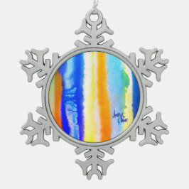 SPWW Tussen de horizon blauw en Sinaasappel Tin Sneeuwvlok Ornament