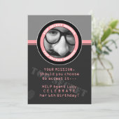 SPY Birthday Party Aangepaste fotouitnodiging Kaart (Staand voorkant)