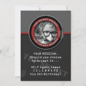 SPY Birthday Party CUSTOM Photo Invitation Kaart (Voorkant)