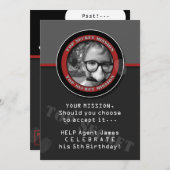 SPY Birthday Party CUSTOM Photo Invitation Kaart (Voorkant / Achterkant)