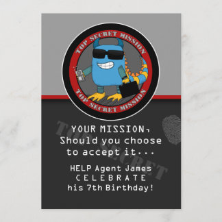 SPY Birthday Party Kaart
