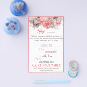 Spy Bridal Wedding Game Pink Waterverf Bladeren Flyer (Enkel)