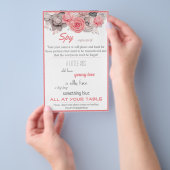 Spy Bridal Wedding Game Pink Waterverf Bladeren Flyer (Hand)