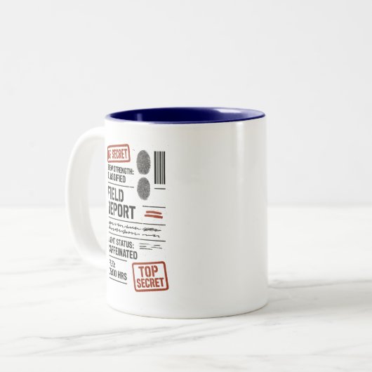 Spy Coffee Mok – Undercover Brew Cafeïne Gift (Voorkant links)