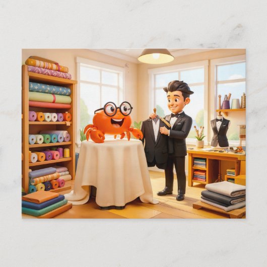 Spy Crab Getting Fitted For Tailored Suit Briefkaart (Voorkant)