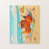 Spy Crab Relaxing On Beach With Mission Gear Legpuzzel (Verticaal)