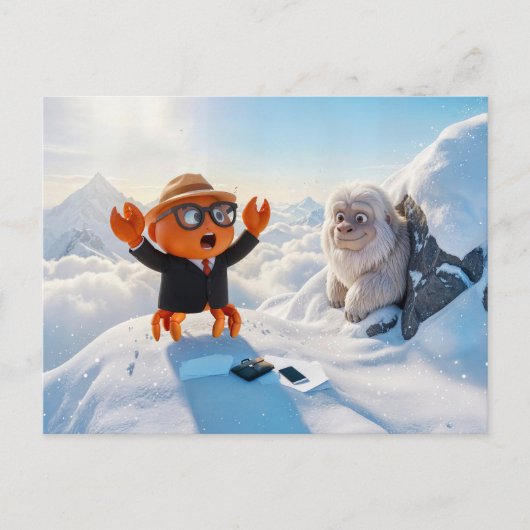 Spy Crab Shocked Seeing Real Yeti Creature Briefkaart (Voorkant)