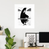 Spy-Hopping Killer Whale, Pen and Ink Poster (Thuiskantoor)