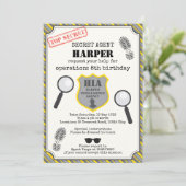 Spy Kids Birthday Invitation - Black Yellow Kaart (Staand voorkant)