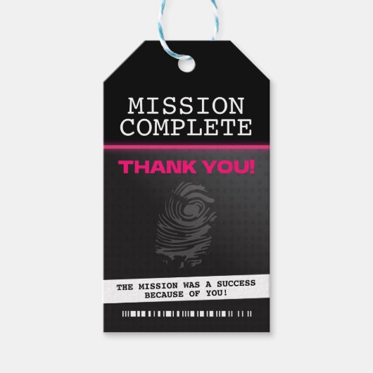 Spy Party Pink Dank je wel Cadeaulabel (Voorkant)