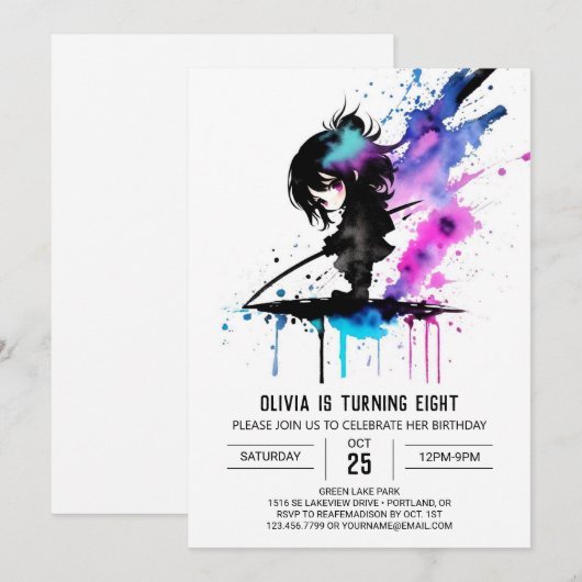 Spy Pastel Ninja Digitaal Meisje Verjaardag Kaart (Voorkant / Achterkant)