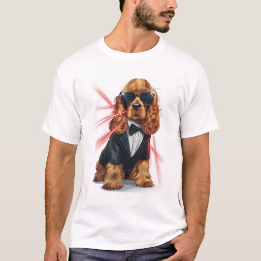 Spy Spaniel � Geheime Agent Hond T-shirt (Voorkant)