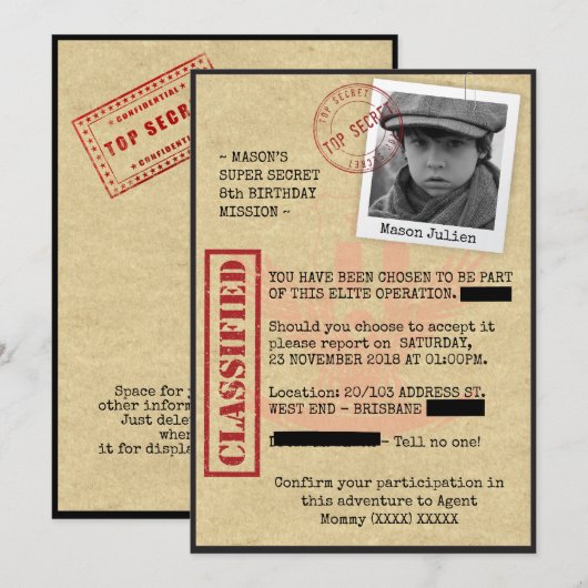 Spy-verjaardagsfeest Kaart (Voorkant / Achterkant)