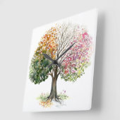 SQ W/ 4 SEASON TREE WATERVERF ART. VIERKANTE KLOK (Hoek)