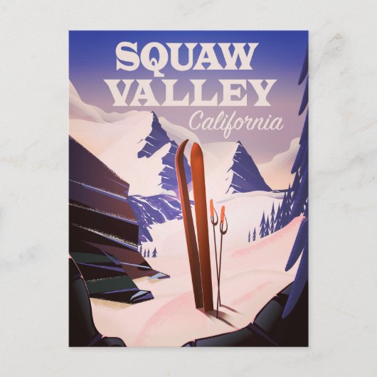 Sqaw Valley California reisposter. Briefkaart (Voorkant)