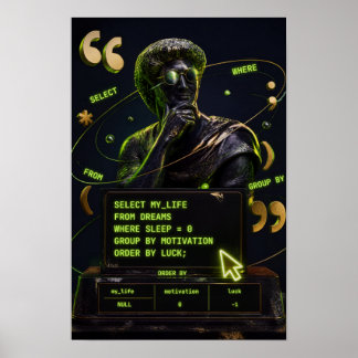 SQL Motivatie Grappige Programmeur Poster