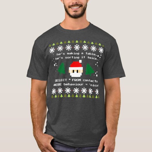 SQL Santa Claus Programmer Code Codercode T-shirt (Voorkant)
