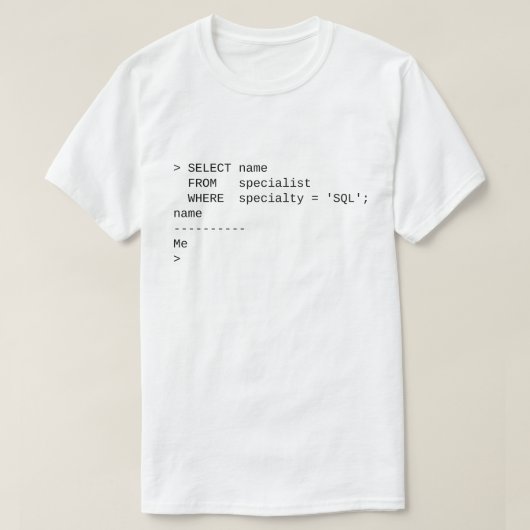 SQL-specialist: Ik T-shirt (Design voorkant)